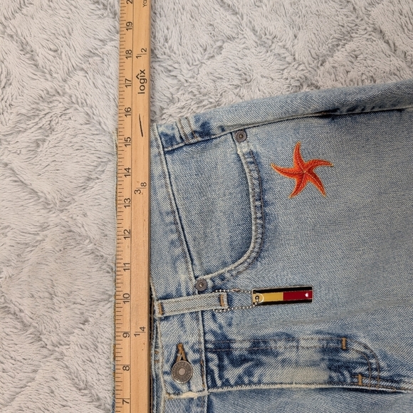 Vintage Tommy Hilfiger Jeans Womens 10 Blue Flare Embroidery Patches 90’s Retro - Picture 4 of 12